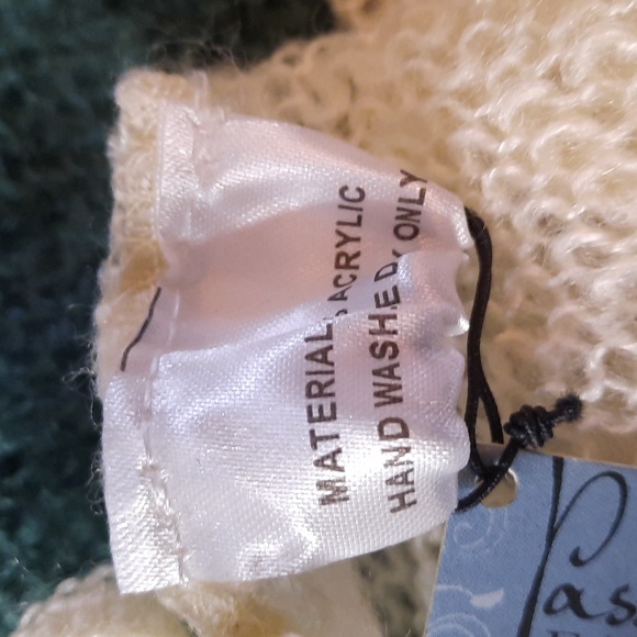 Cowl Scarf Two Tone Teal Cream Warm Cozy Woven Soft Acrylic Washable Beautiful - Picture 5 of 5